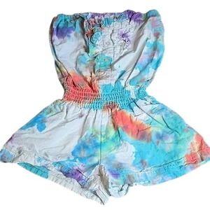 579 Romper, Upcycled Tie-Dyed, Summer Spring Shorts, Juniors Small, Vintage